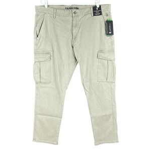 U.S. Polo Assn Men's Slim Straight Cargo Pants Khaki Tan 40x30 Stretch NWT